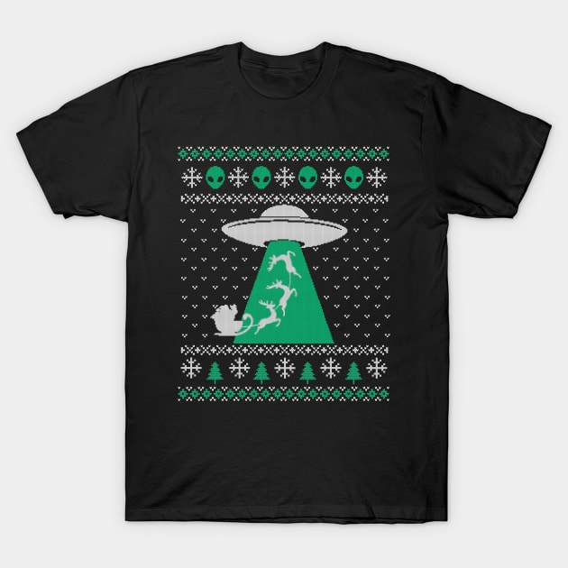 Ugly Christmas Alien Sweater T-Shirt by RusticVintager